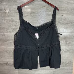 Wild Fable Black Lace Trim Blouse